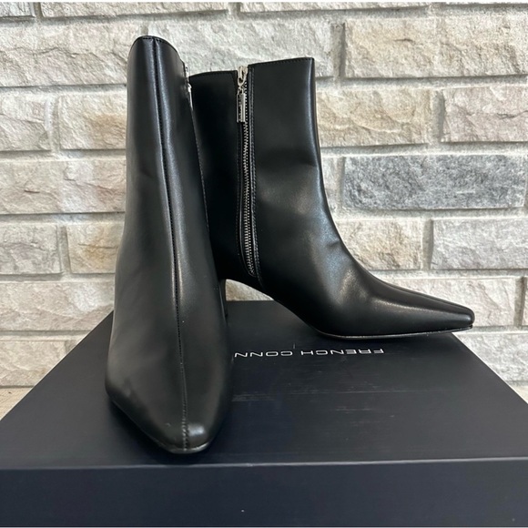 French Connection Ankle Bootie Alex Kitten Heel Black Faux Leather NIB - Picture 9 of 9